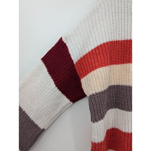 Lovecrazy Oversized Chunky Knit Sweater Size L Distressed Pullover Striped Indie - Picture 6 of 10